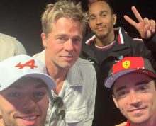 Brad Pitt joins F1 drivers’ briefing at Silverstone